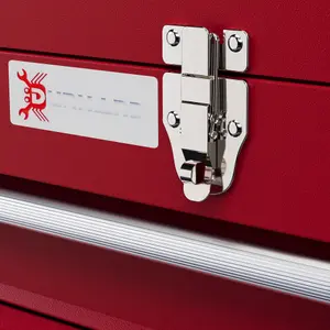 DURHAND Lockable 3 Drawer Tool Chest with Ball Bearing Slide Drawers Red