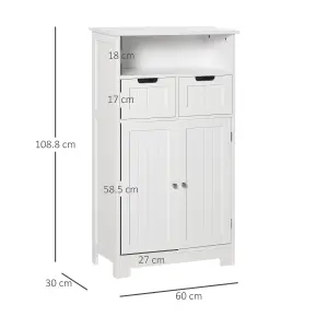 kleankin Bathroom Storage Cabinet with Adjustable Shelf and Removable Drawers