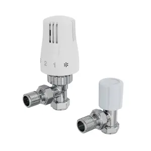 Right Radiators Thermostatic Angled TRV & Lockshield Radiator Valves Set 1/2"x15mm