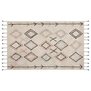 Cotton Area Rug 140 x 200 cm Beige CORUM