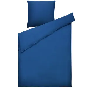 Duvet Cover Set HARMONRIDGE 135 x 200 cm Cotton Sateen Dark Blue