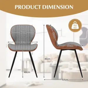 Costway 2Pcs Armless Dining Chair Modern Accent Chairs Upholstered Leisure Chair