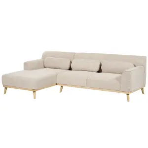 Corner Sofa SIMOS Light Beige Corduroy Right Hand