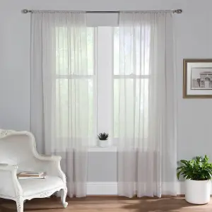 Home Curtains Voile Slot Top Panels 59w x 54d" (149x137cm) Pale Grey (PAIR)