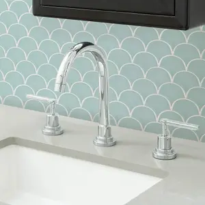 Teal Green Shell Backsplash Tiles Peel & Stick 4pcs Home Wall Stickers