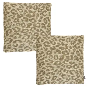 Mayfly Green Leopard Print Decorative Throw Scatter Cushion - 45 x 45cm - Pack of 2