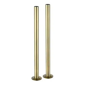 300mm Brushed Brass Radiator Pipe Cover & Floor Plate