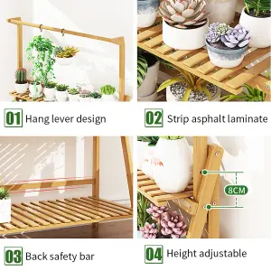 Outdoor 3 Tiered Foldable Garden Hanging Wood Plant Stand 1440mm H