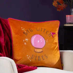 furn. Bad Witch Vibes Velvet Feather Filled Cushion