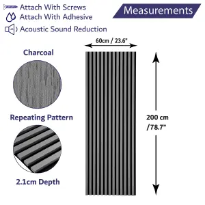 Wall Panel Wood Slat Grey Oak Decorative Wooden Wall Panelling 3D Slatted Acoustic Sound Absorbing Ceiling or Wall Slats 200 x 60