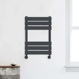 Nes Home 650 x 400mm Flat Panel Heated Towel Rail Radiator Anthracite