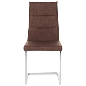 Set of 2 Dining Chairs ROCKFORD Faux Leather Brown