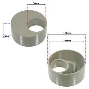 SPARES2GO 110mm to 56mm (50mm) Solvent Weld Soil System Waste Pipe Reducer Adaptor (Olive Grey)