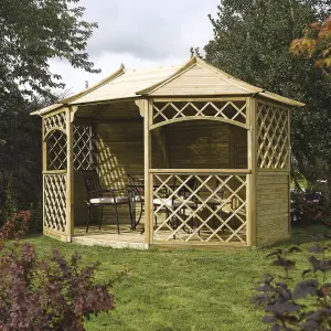 Rowlinson Sandringham Natural Octagonal Gazebo, (W)3.94m (D)3m - Assembly required