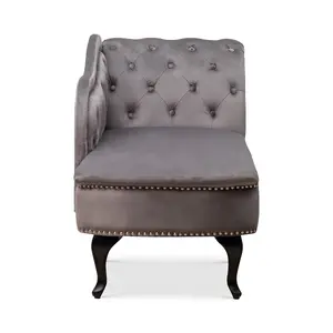 Left Hand Chaise Lounge in Velvet Dark Grey