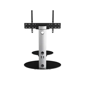 AVF Lugano 80cm Oval Pedestal TV Stand - Silver and Black Glass