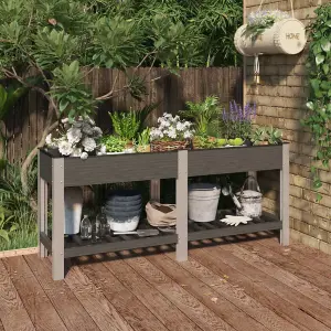 Berkfield Garden Raised Bed with Shelf Grey 175x50x75 cm WPC