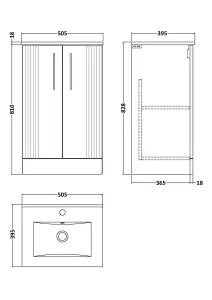 Retro 2 Door Floor Standing Vanity Unit with Minimalist 1 Tap Hole Ceramic Basin - 500mm - Satin Green - Balterley