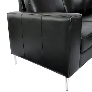 Baltic Faux Leather Corner Sofa In Black