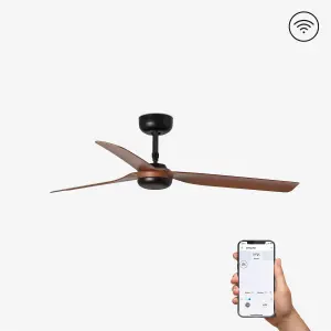 Luminosa Punt Black, Dark Wood Ceiling Fan With DC Motor Smart