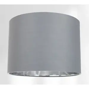 Contemporary Grey Cotton 12 Table/Pendant Lamp Shade with Shiny Silver Inner