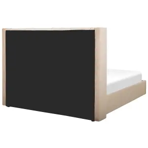 Velvet EU King Size Ottoman Bed Beige LUBBON