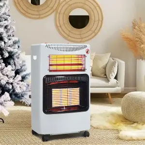 4.2kw White Indoor Mobile Freestanding Ceramic Infrared Heating Gas Heater with Wheels 3 Heat Setting