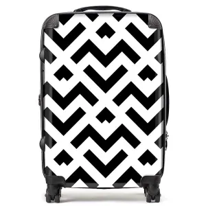 Black And White Abstract Pattern Suitcase - Medium