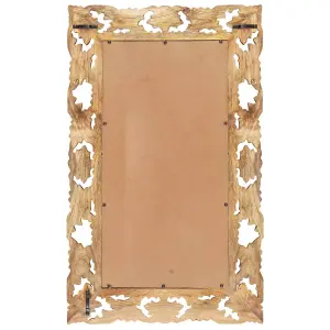 Berkfield Hand Carved Mirror Brown 80x50 cm Solid Mango Wood