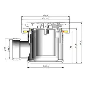 Brushed Brass Top Shower Tray Mega Flow Waste - UK Standard Connection