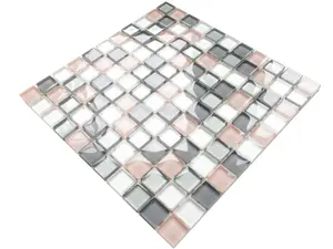 Glass mosaic on mesh for bathroom or kitchen 300mm x 300mm - Little Flamingo