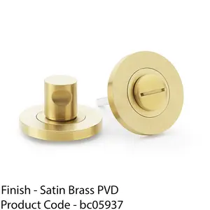 Modern Plain Thumbturn & Release Lock - Satin Brass - Bathroom Door WC