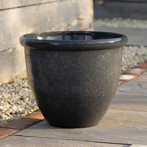 Primrose Flower Pot Round Recycled Plastic Plant Pot Planter in Grey Small 41cm