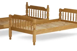 Colonial Pine Wooden Bunk Bed Frame 2'6" Small Single - Waxed