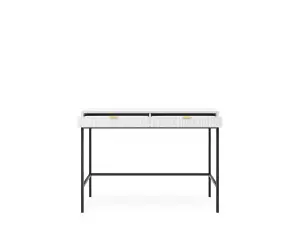 Nova Desk in White Matt - Sleek and Durable Desk with Two Drawers and Metal Legs (W1040mm x H780mm x D500mm)