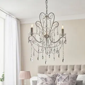 Aged Silver Ceiling Chandelier - 3 Bulb Light Decorative Ceiling Pendant Fitting