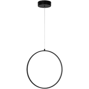 GoodHome Samana Round Matt Black LED Pendant ceiling light, (Dia)380mm