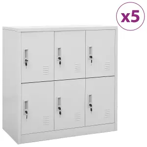 Berkfield Locker Cabinets 5 pcs Light Grey 90x45x92.5 cm Steel