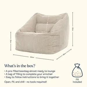 icon Morgan Corduroy Armchair Bean Bag Natural Giant Bean Bag Chair