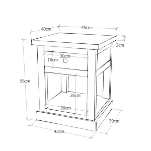 Tirolo 1 Drawer Bedside Table Brass Drop Handle