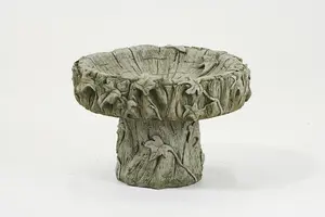 Cute Stone Cast Log Design Birdbath