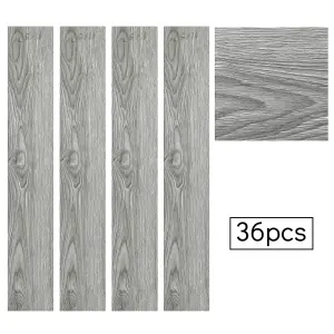 Set of 36 Self Adhesive Peel and Stick Wood Grain PVC Flooring Vinyl Plank Waterproof Covering 5m²