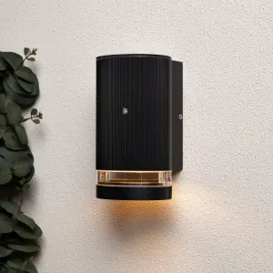 Zink Ballini Fixed Matt Black LED Photocell Outdoor Wall light 6W