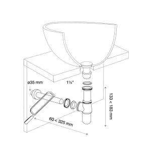 Flomasta Chrome-plated Standard Adjustable height Bottle Basin Trap (Dia)35mm