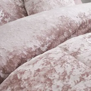 Catherine Lansfield Bedding Crushed Velvet Duvet Cover Set with Pillowcases Blush Pink