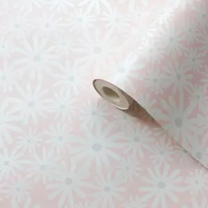 Skinny Dip Pink Floral Mica effect Embossed Wallpaper