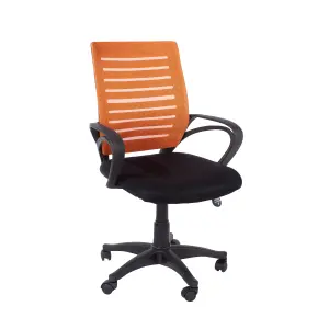 Black and Orange mesh back home office fabric chair with arms, swivel chair