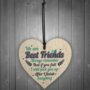 Red Ocean Best Friend Novelty Handmade Wooden Hanging Heart Sign Christmas Gift For Friend Thank You Gifts