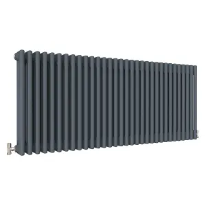 Horizontal Anthracite Triple Column Radiator (H) 600mm x (W) 1460mm, 9500 BTU.