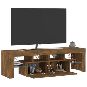 Berkfield TV Cabinet with LED Lights Smoked Oak 140x36.5x40 cm